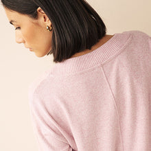 Load image into Gallery viewer, Blush Pink Cosy Lightweight Soft Touch Longline V-Neck Jumper Top
