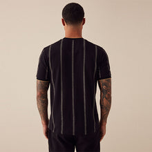 Load image into Gallery viewer, Black 100% Cotton Vertical Stripe T-Shirt
