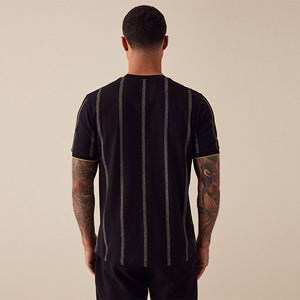 Black 100% Cotton Vertical Stripe T-Shirt