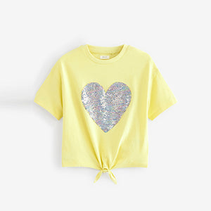 Yellow Heart Short Sleeve Sequin T-Shirt (3-12yrs)