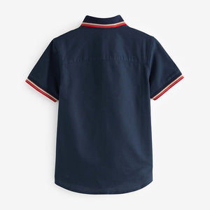 Navy Blue Tipped Collar Shirt (3-12yrs)