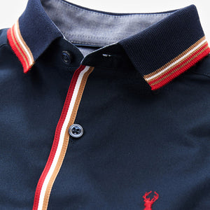 Navy Blue Tipped Collar Shirt (3-12yrs)