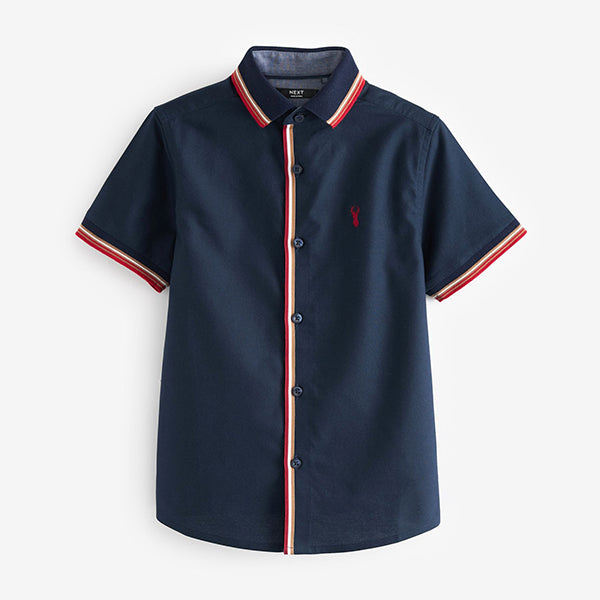 Navy Blue Tipped Collar Shirt (3-12yrs)