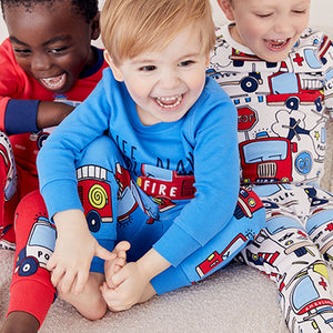 Red/Blue Emergency Vehicles 3 Pack Snuggle Pyjamas (9mths-6yrs)