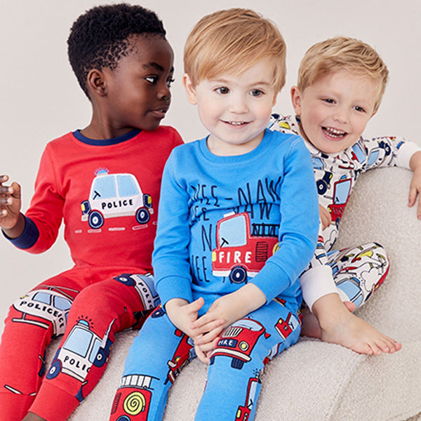 Red/Blue Emergency Vehicles 3 Pack Snuggle Pyjamas (9mths-6yrs)
