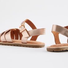 Load image into Gallery viewer, Rose Gold Standard Fit (F) Leather Woven Sandals
