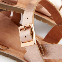 Load image into Gallery viewer, Rose Gold Standard Fit (F) Leather Woven Sandals
