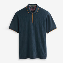 Load image into Gallery viewer, Navy Blue Textured Polo Shirt
