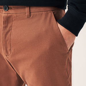 Rust Brown Stretch Chino Trousers