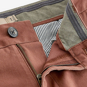 Rust Brown Stretch Chino Trousers