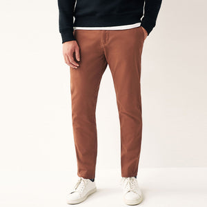 Rust Brown Stretch Chino Trousers