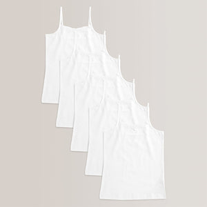 White Strappy Cami Vests 5 Pack (3-12yrs)