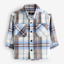 Load image into Gallery viewer, Blue/Brown Check Long Sleeve Check Overshirt (3mths-6yrs)
