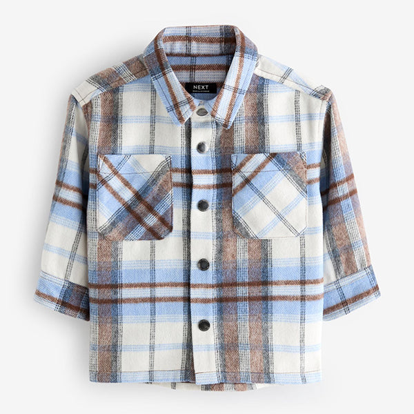 Blue/Brown Check Long Sleeve Check Overshirt (3mths-6yrs)