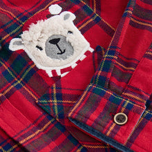 Load image into Gallery viewer, Red tartan Character Long Sleeve Check 100% Cotton Shirt (3mths-6yrs)
