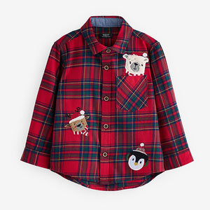 Red tartan Character Long Sleeve Check 100% Cotton Shirt (3mths-6yrs)