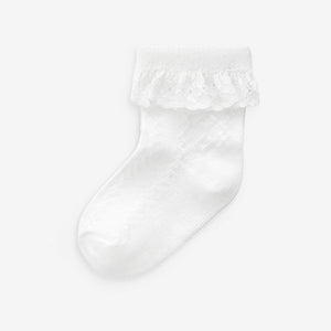 White Lace Baby Socks 3 Pack (0mths-1-2yrs)