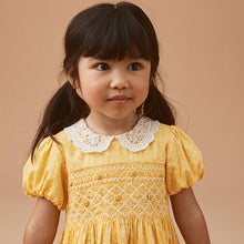 Load image into Gallery viewer, Yellow Lace Collar Shirred Dress (3mths-5-6yrs)
