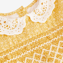 Load image into Gallery viewer, Yellow Lace Collar Shirred Dress (3mths-5-6yrs)
