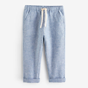 Chambray Blue Linen Blend Pull-On Trousers (3mths-5-6yrs)