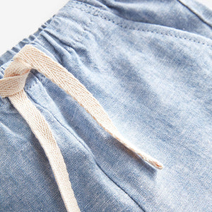 Chambray Blue Linen Blend Pull-On Trousers (3mths-5-6yrs)