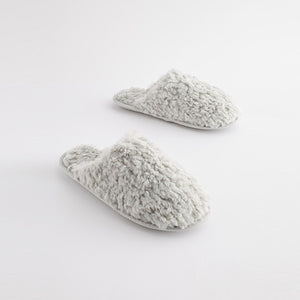 Grey Faux Fur Cosy Mule Slippers