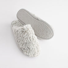 Load image into Gallery viewer, Grey Faux Fur Cosy Mule Slippers
