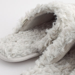 Grey Faux Fur Cosy Mule Slippers