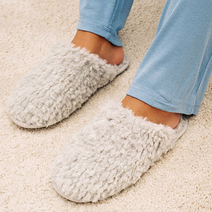 Grey Faux Fur Cosy Mule Slippers