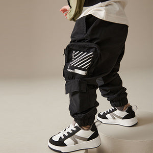 Black Multi Pocket Cargo Trousers (3mths-6yrs)