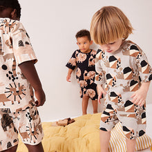 Load image into Gallery viewer, Black/Ecru Animal Short Sleeve 3 Pack Pyjama Set (9mths-6yrs)
