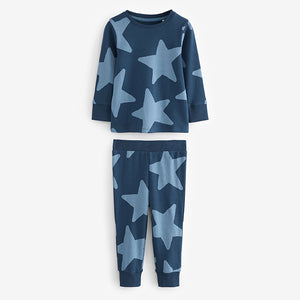 Blue/White Stars Snuggle 100% Cotton Pyjamas 3 Pack (9mths-6yrs)