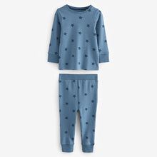 Load image into Gallery viewer, Blue/White Stars Snuggle 100% Cotton Pyjamas 3 Pack (9mths-6yrs)
