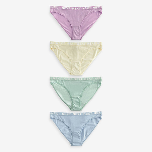 Pastel Colours High Leg Cotton Rich Logo Knickers 4 Pack