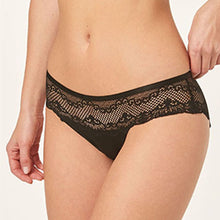 Load image into Gallery viewer, Black Brazilian Fit Microfibre And Lace Knickers
