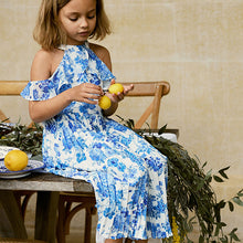 Load image into Gallery viewer, Blue Floral Pleated Jumpsuit (3-12yrs)
