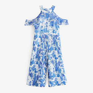 Blue Floral Pleated Jumpsuit (3-12yrs)