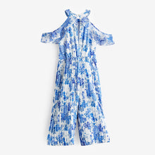 Load image into Gallery viewer, Blue Floral Pleated Jumpsuit (3-12yrs)
