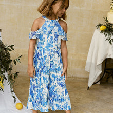 Load image into Gallery viewer, Blue Floral Pleated Jumpsuit (3-12yrs)
