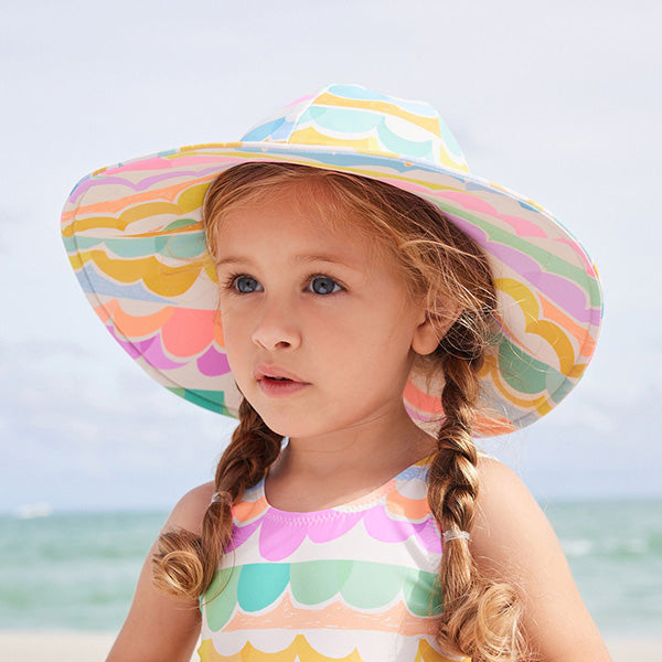 Multi Scallop Rainbow Swim Hat