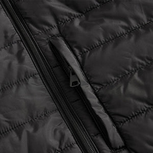 Black Shower Resistant Lightweight Hooded Puffer Coat Jacket