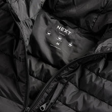Load image into Gallery viewer, Black Shower Resistant Lightweight Hooded Puffer Coat Jacket
