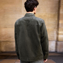 Load image into Gallery viewer, Green Faux Suede Collared Shacket
