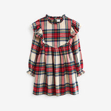 Load image into Gallery viewer, Cream/Red Tartan Ruffle Check Dress (3-12yrs)
