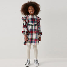 Load image into Gallery viewer, Cream/Red Tartan Ruffle Check Dress (3-12yrs)
