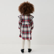 Load image into Gallery viewer, Cream/Red Tartan Ruffle Check Dress (3-12yrs)
