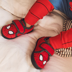 Red Spiderman Marvel Touch Fastening Cupsole Print Slippers