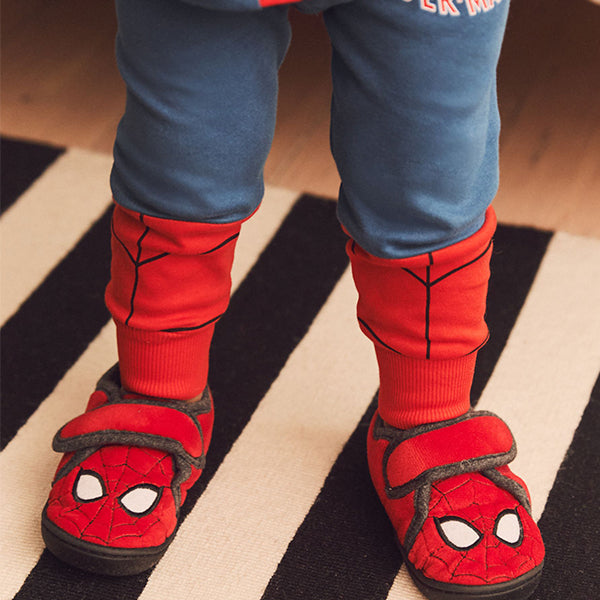 Red Spiderman Marvel Touch Fastening Cupsole Print Slippers