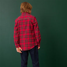 Load image into Gallery viewer, Red Tartan 100% Cotton Long Sleeve Check Shirt (3-12yrs)
