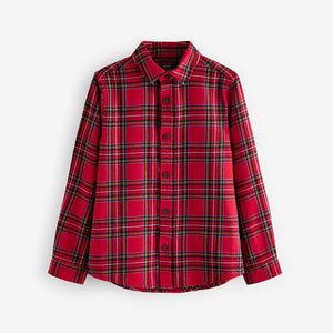 Red Tartan 100% Cotton Long Sleeve Check Shirt (3-12yrs)